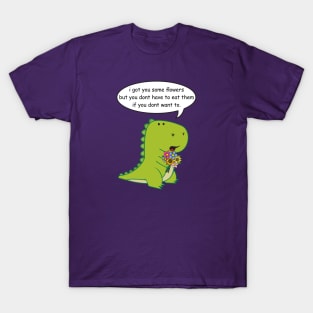 Little Dinosaur with Flowers T-Shirt